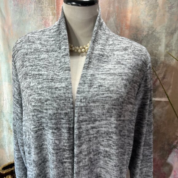 πPer Seption Woman Grey Melange Midi Plus Size Cardigan - Picture 3 of 14